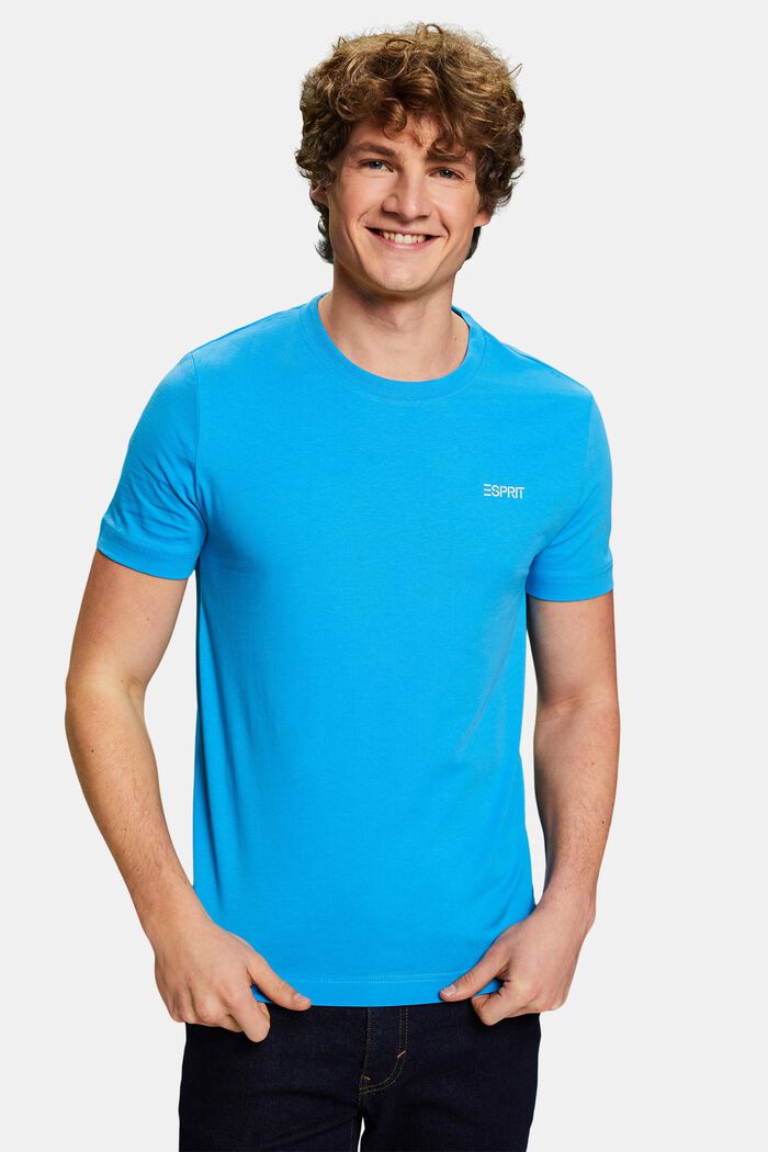 T-shirt i bomuldsjersey med logo, BLUE, detail image number 0