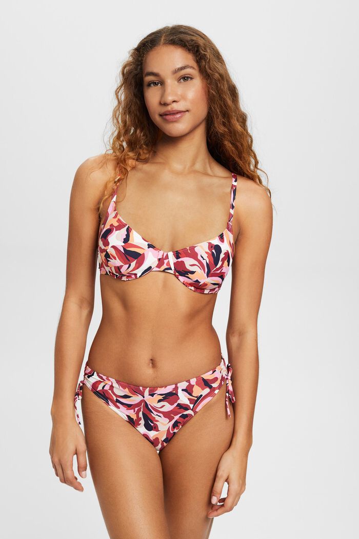Carilo beach-bikinitrusser med blomsterprint, DARK RED, detail image number 1