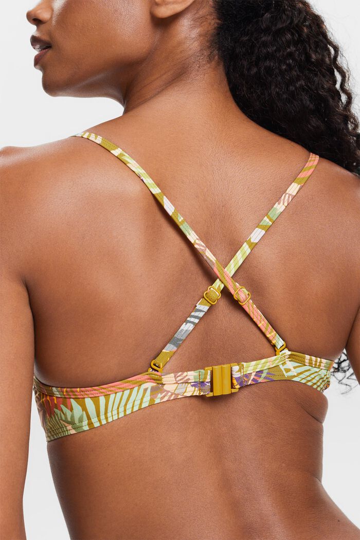 Polstret bikinitop med bøjle og print, DARK GREEN, detail image number 4