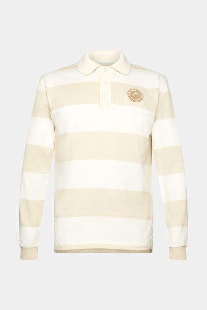 Stribet rugby-poloshirt, OFF WHITE, overview