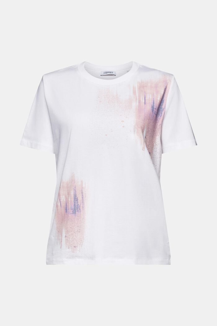 Bomulds-T-shirt med grafisk print, WHITE, detail image number 6