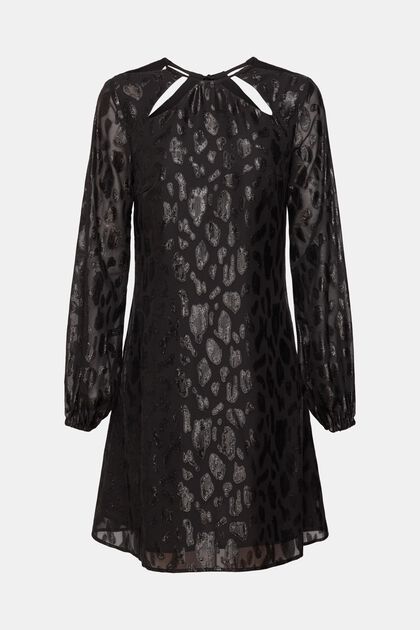 Mønstret kjole med glimmereffekt, BLACK, overview