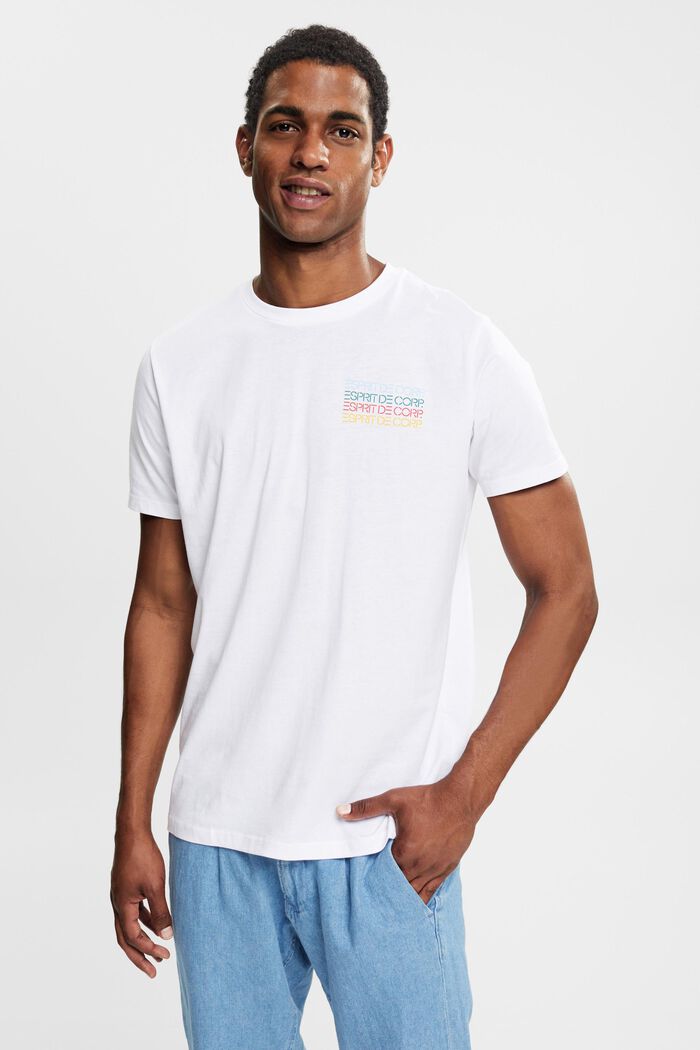 T-shirt i jersey med kulørt logoprint, WHITE, detail image number 0