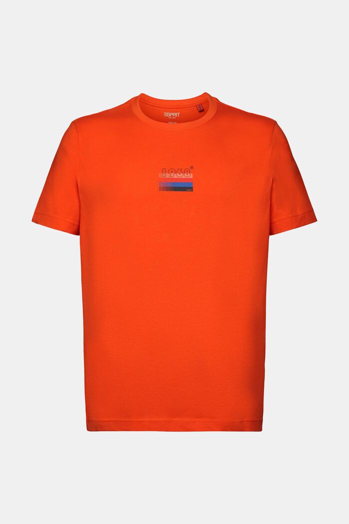 Jersey-T-shirt med print, 100 % bomuld, BRIGHT ORANGE, detail image number 6