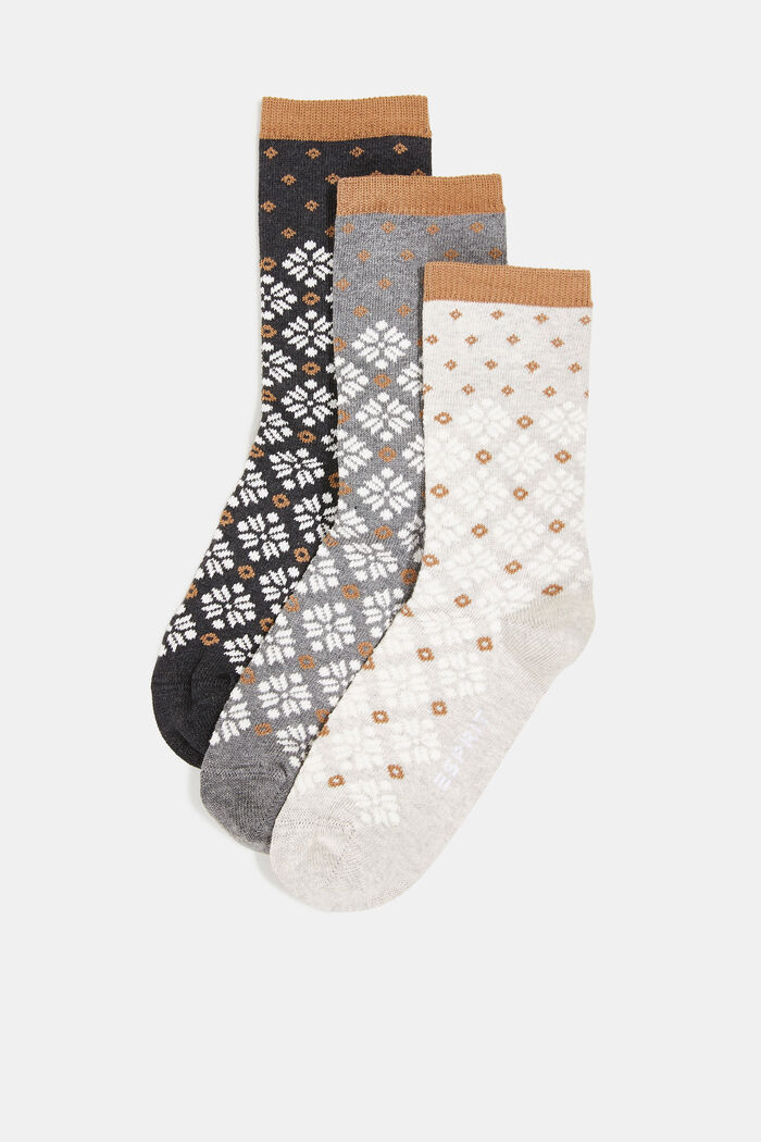 3-pak chunky sokker i norsk strik, GREY/BEIGE, detail image number 0