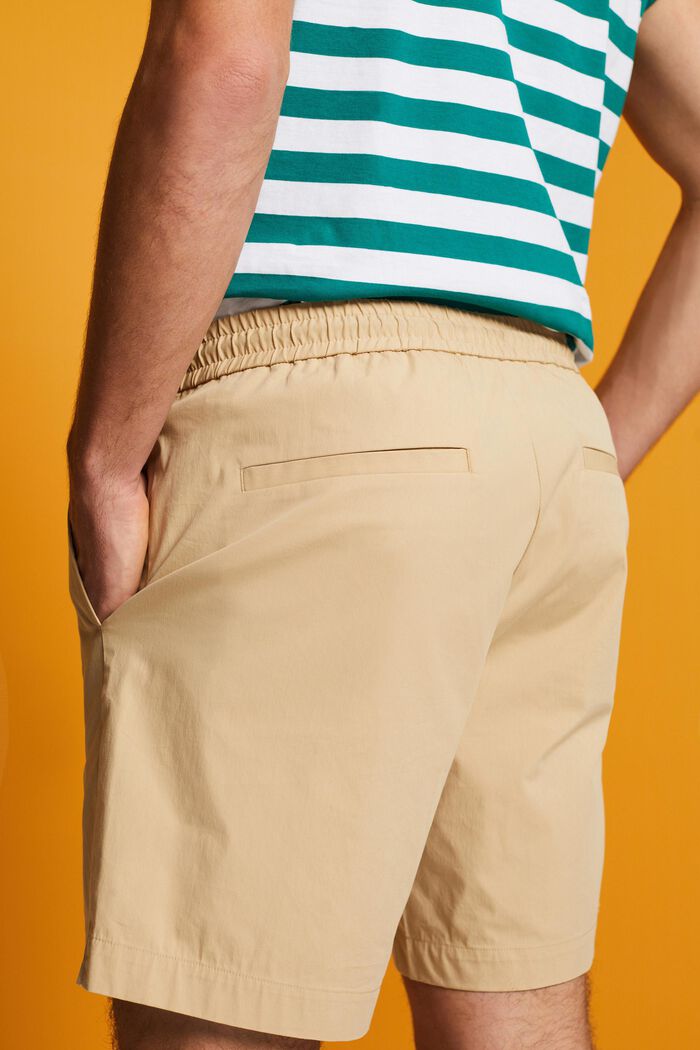 Pull on-shorts i poplin af bomuld, SAND, detail image number 4