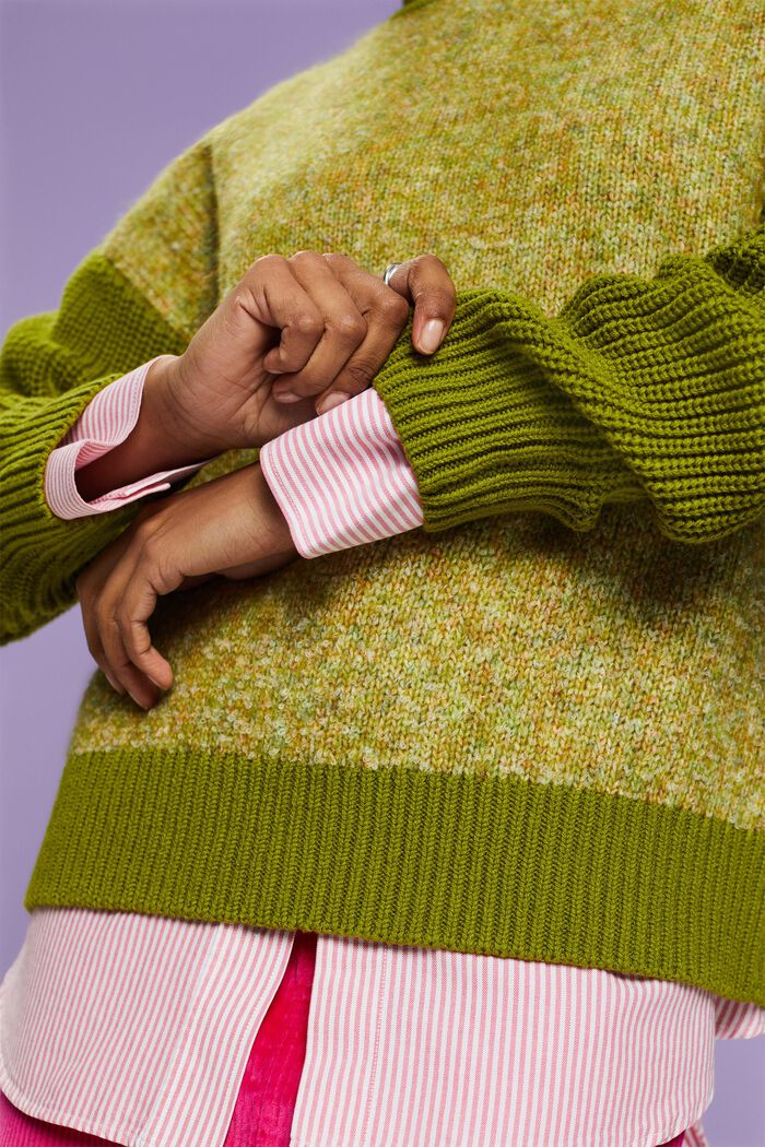 Meleret sweater med høj hals, LEAF GREEN, detail image number 2