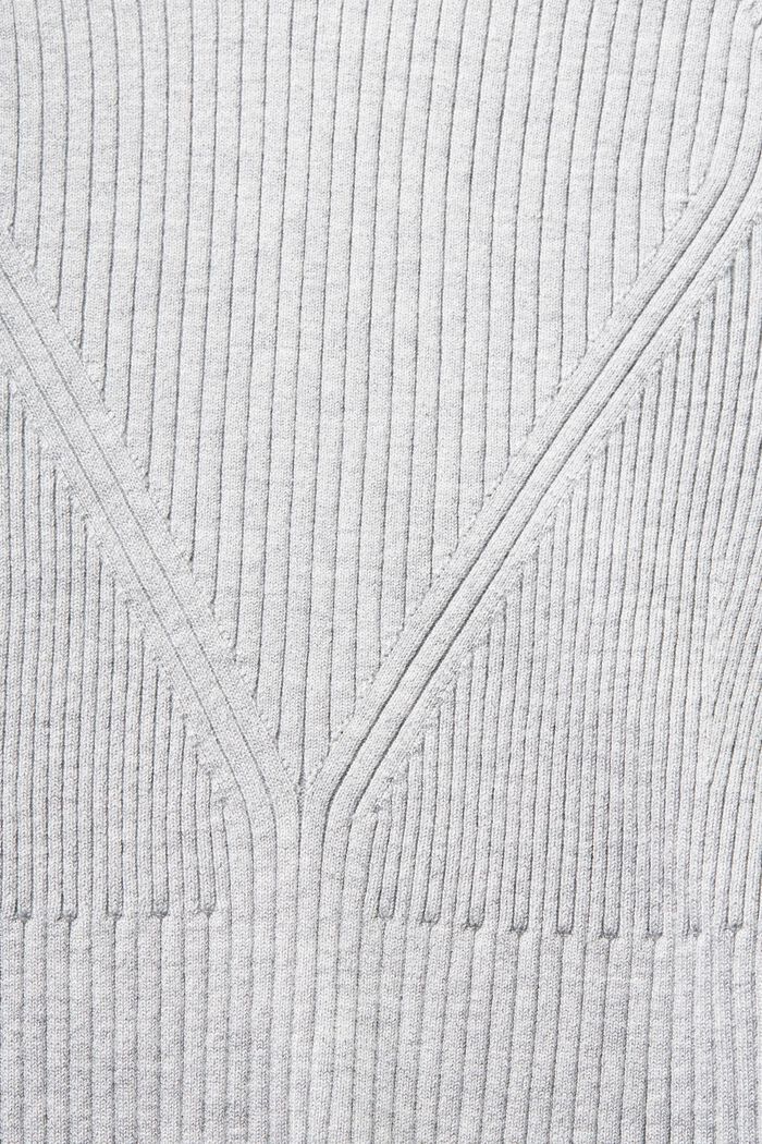 Ribbet sweater med korte ærmer, LIGHT GREY, detail image number 4
