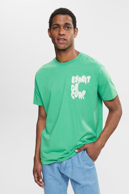 Jersey-T-shirt med print, GREEN, overview