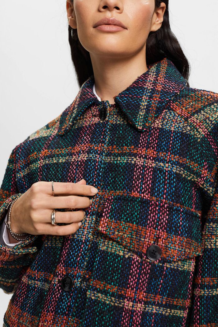 Skotskternet tweedjakke med uld, BLACK, detail image number 2