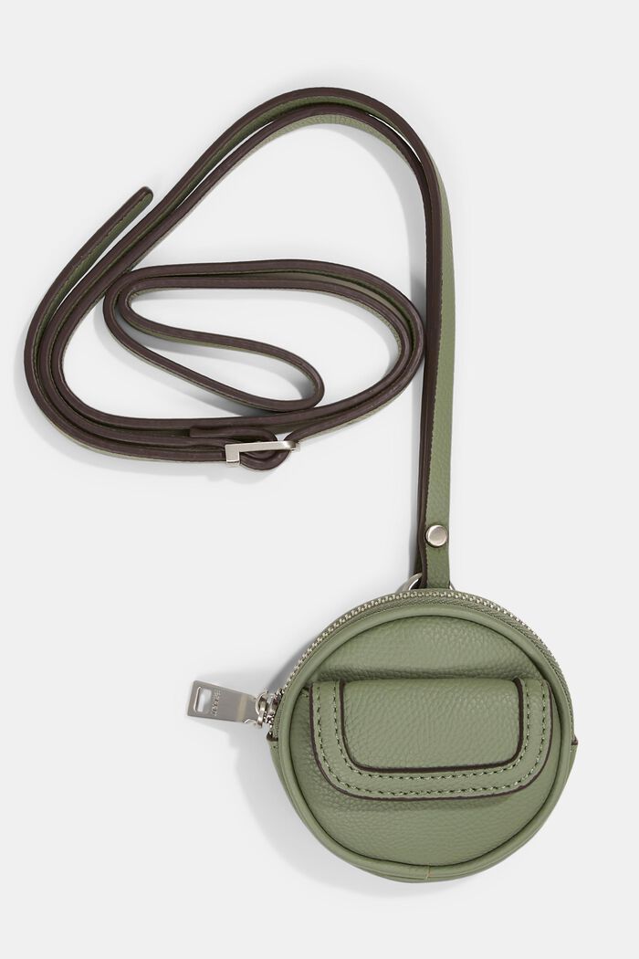 Vegansk: miniskuldertaske i kunstlæder, DUSTY GREEN, detail image number 3
