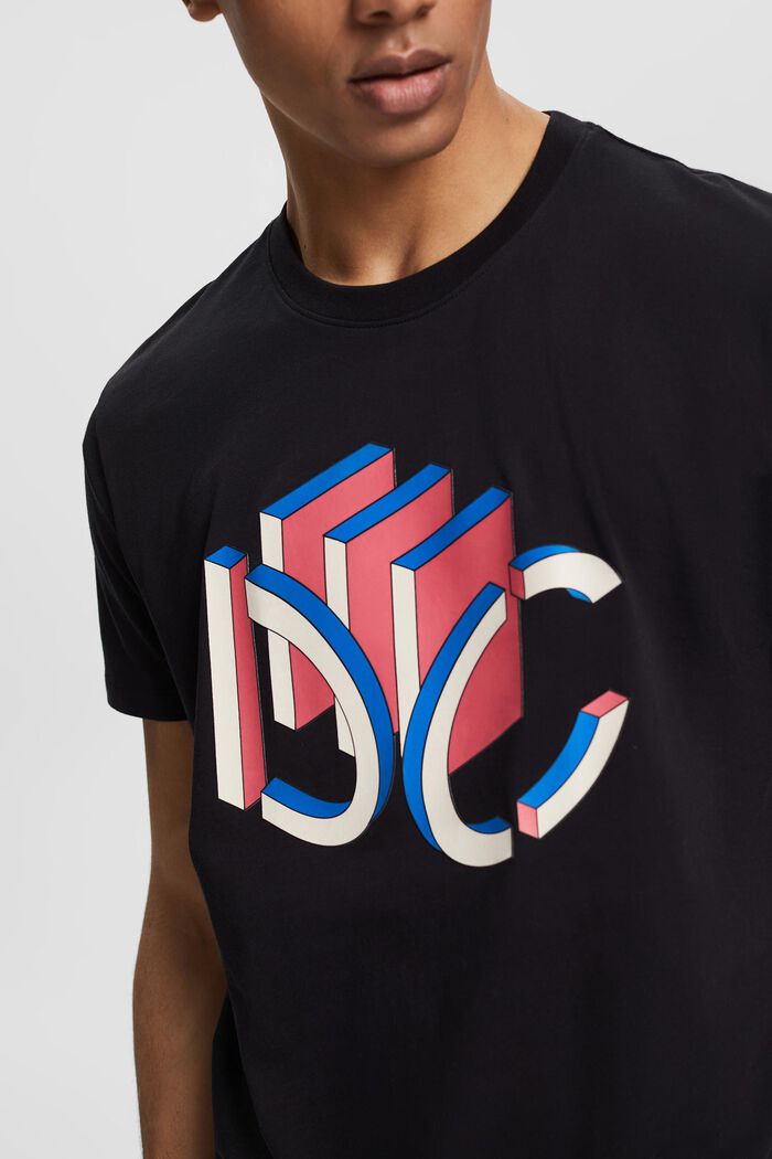 T-shirt i jersey med grafisk 3D-logoprint, BLACK, detail image number 1