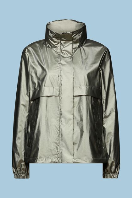 Windbreaker-jakke med metallic coating