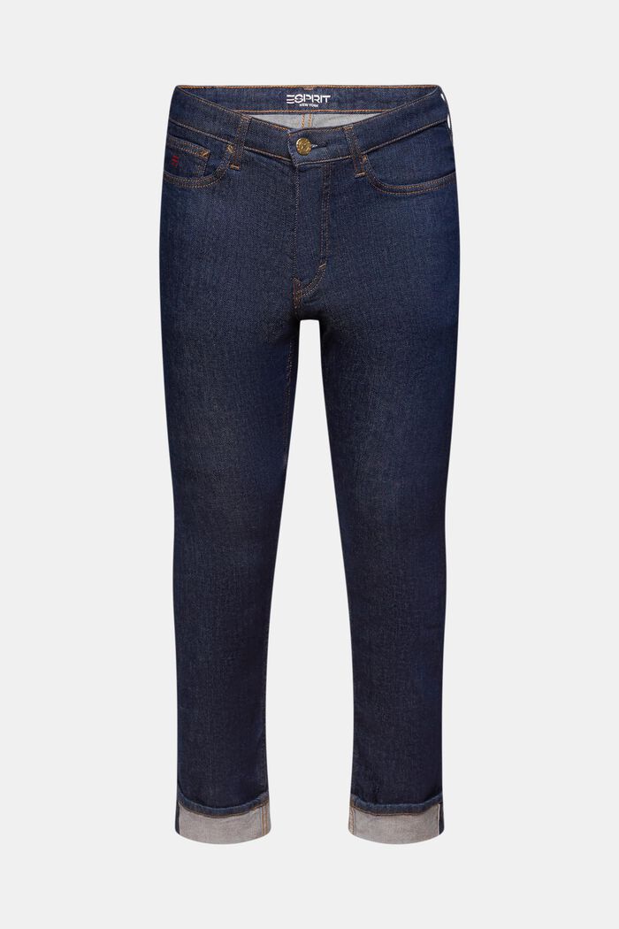 Slim jeans med ægkant og mellemhøj talje, BLUE RINSE, detail image number 7