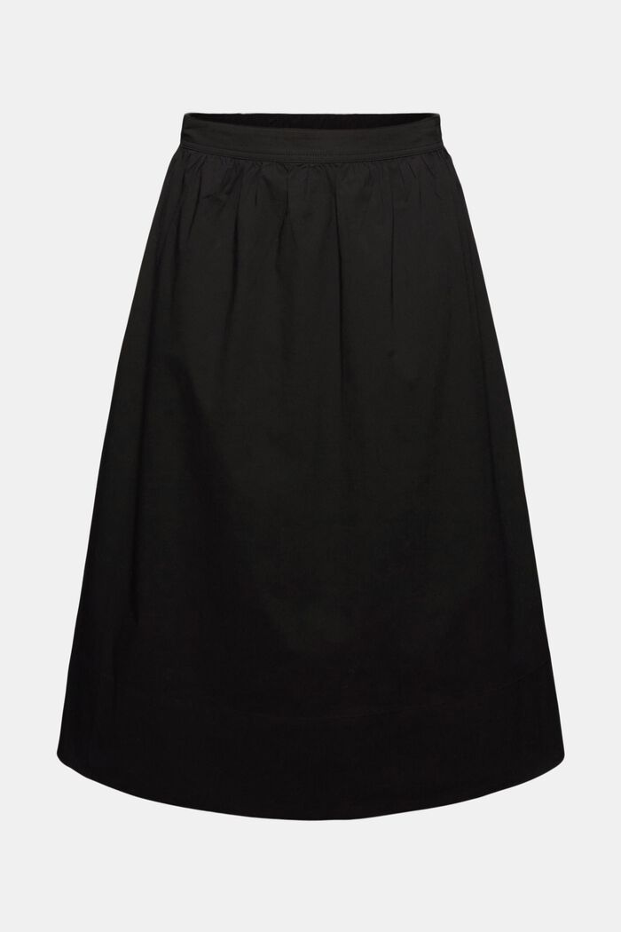 Midi-nederdel i bomuldspoplin