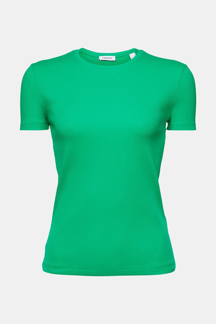 T-shirt i bomuldsjersey med rund hals, GREEN, detail image number 6