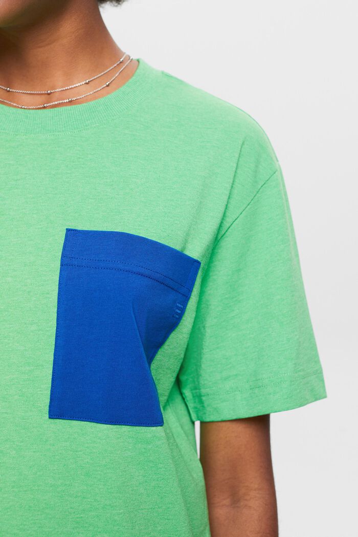 Melange-T-shirt med rund hals, CITRUS GREEN, detail image number 3