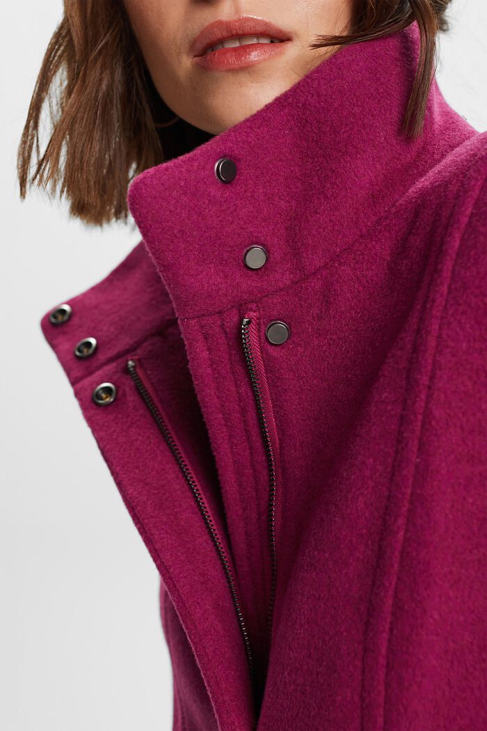 Af genanvendte materialer: frakke med uld, DARK PINK, detail image number 2