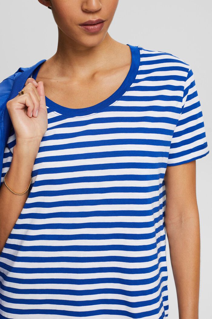 Slub-T-shirt med dyb, rund halsudskæring, BRIGHT BLUE, detail image number 2