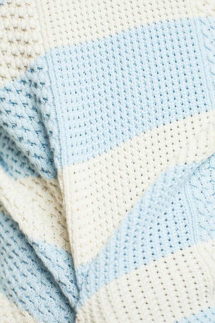 Stribet bomuldssweater i kabelstrik, PASTEL BLUE, detail image number 5