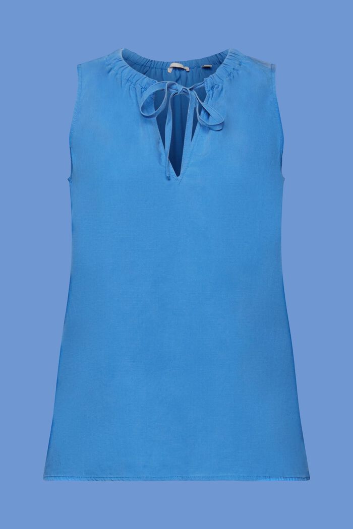 Ærmeløs bluse med elastisk krave, BRIGHT BLUE, detail image number 6