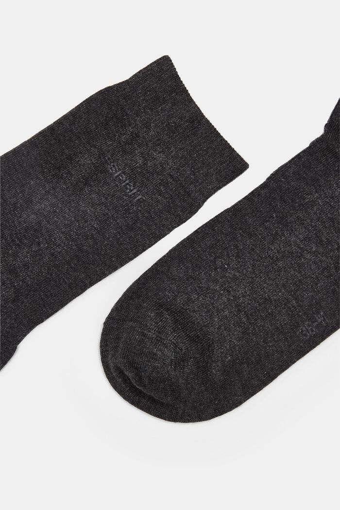 Pakke med 10 par ensfarvede sokker, økologisk bomuld, ANTHRACITE MELANGE, detail image number 1