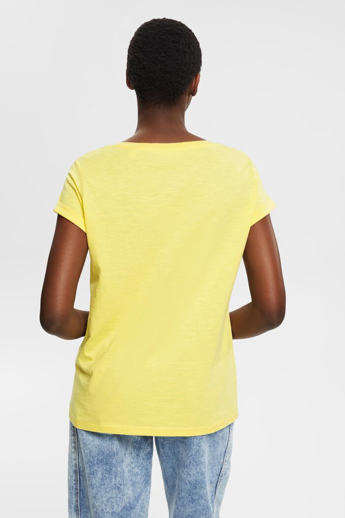 Ensfarvet T-shirt, LIGHT YELLOW, detail image number 3