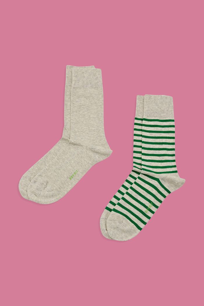 Pakke med 2 par sokker, økologisk bomuld, STORM GREY, detail image number 0