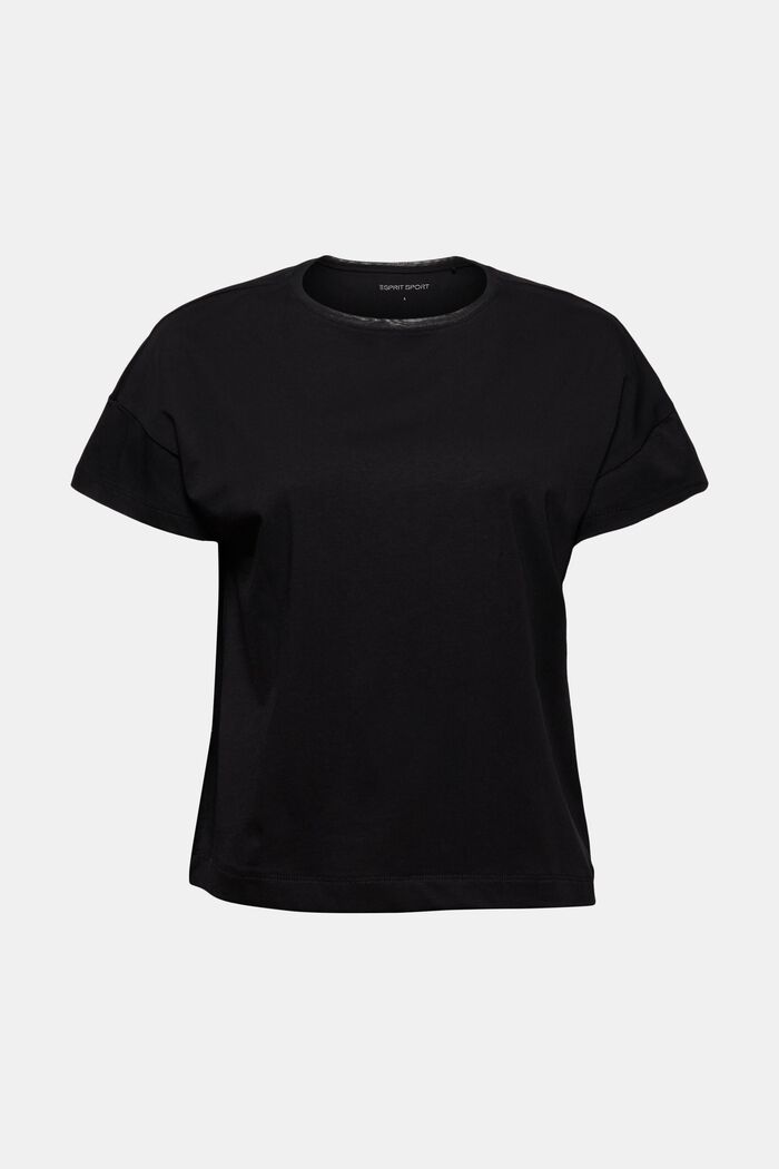 Boxy T-shirt med mesh, økologisk bomuld, BLACK, detail image number 7