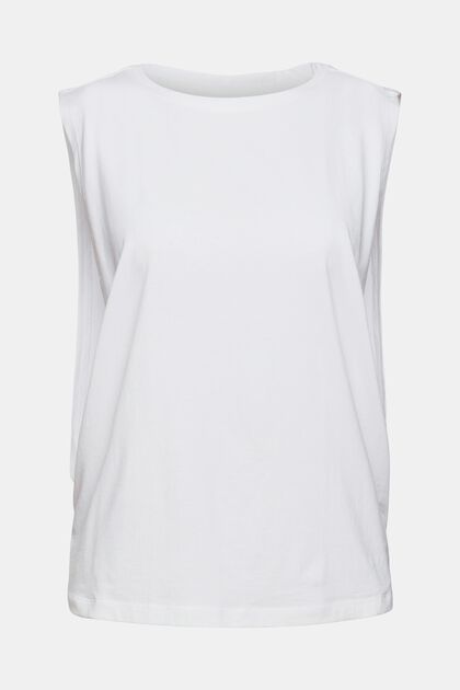T-shirt med dybe ærmegab, WHITE, overview