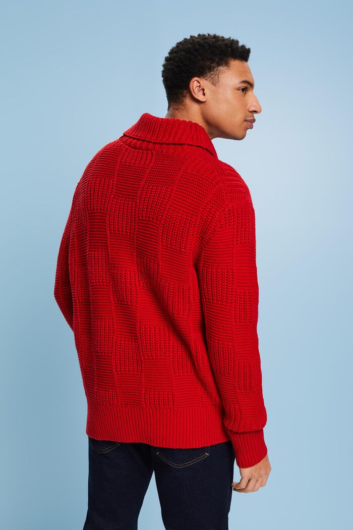 Sweater i chunky strik med sjalskrave, DARK RED, detail image number 2
