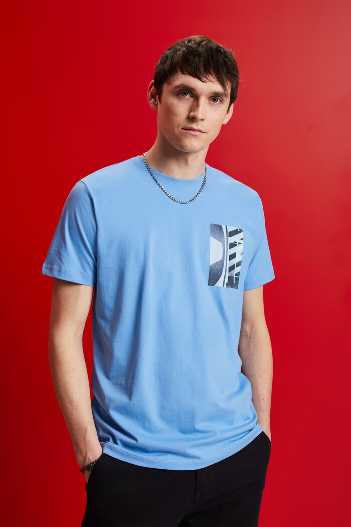 T-shirt med rund hals, 100 % bomuld, LIGHT BLUE, detail image number 0