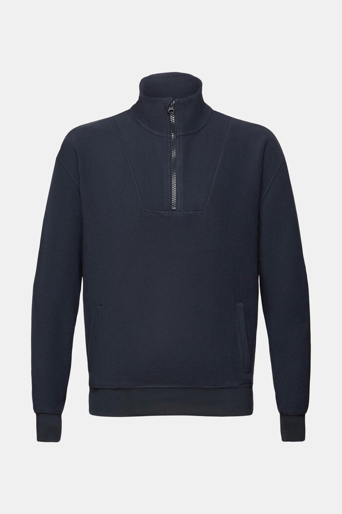 Sweatshirt i fleece med halv lynlås, PETROL BLUE, detail image number 6