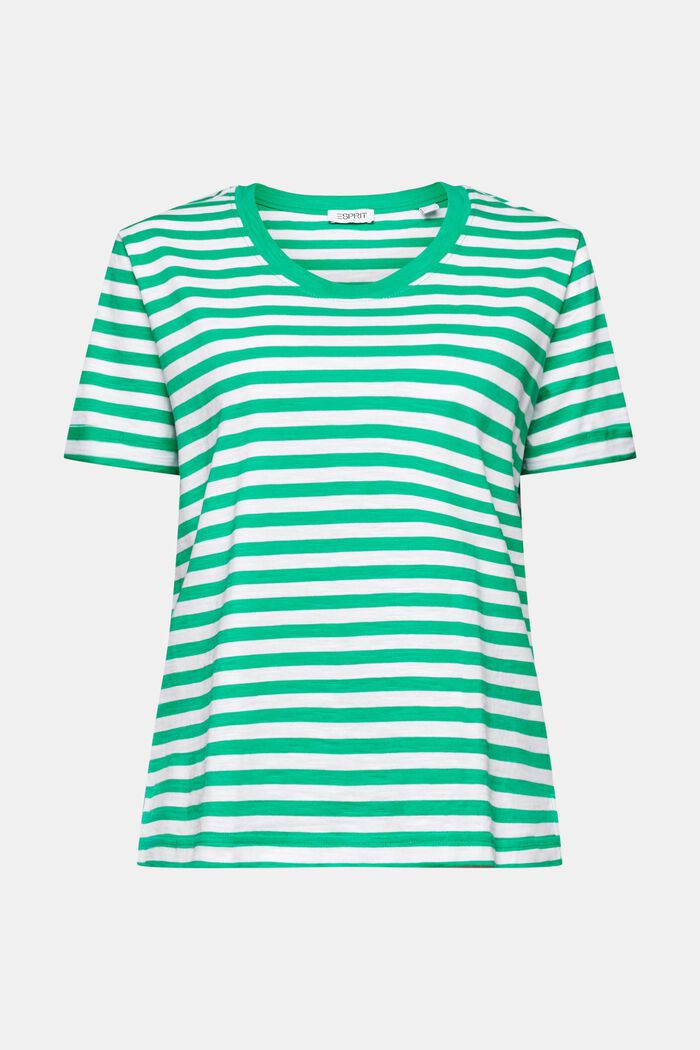 Slub-T-shirt med dyb, rund halsudskæring, GREEN, detail image number 5