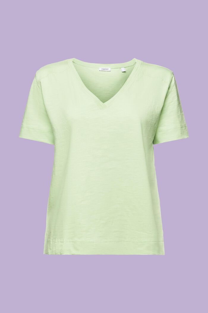 Jersey-T-shirt med V-hals, LIGHT GREEN, detail image number 5