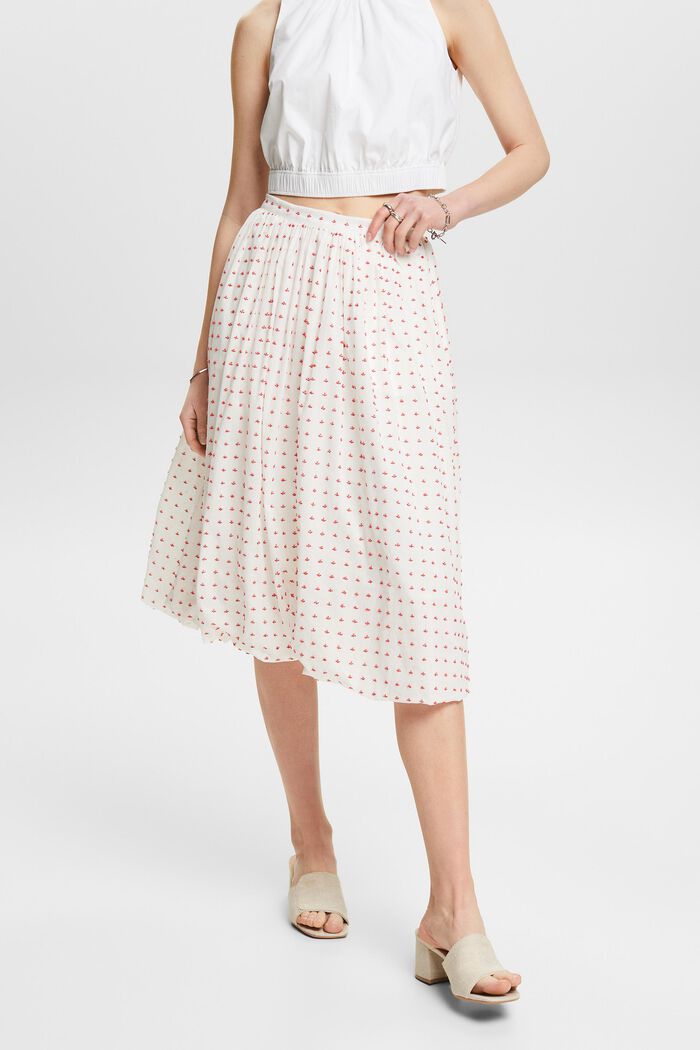 Midi-nederdel med tekstur og boblekant, WHITE, detail image number 0