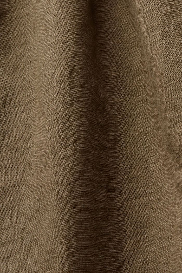Ærmeløs bluse med smock i hør/bomuld, KHAKI GREEN, detail image number 5
