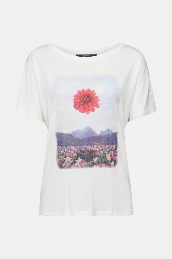 T-shirt med print, LENZING™ ECOVERO™, NEW OFF WHITE, detail image number 2