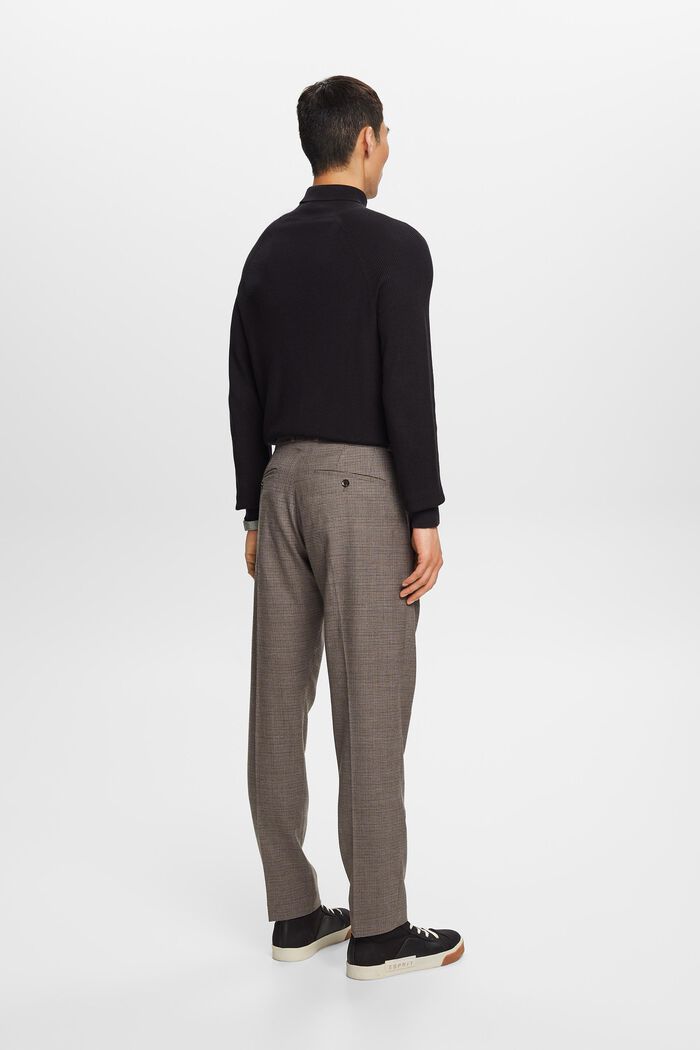 Bukser i uld med hanefjedsmønster, BROWN GREY, detail image number 3