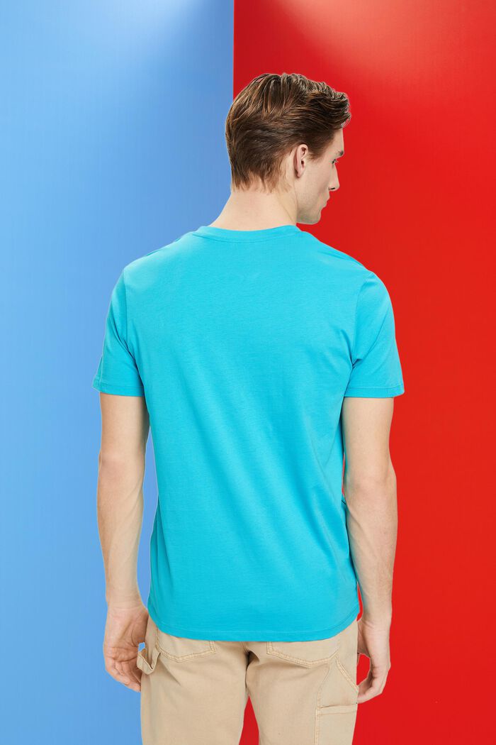 Slim fit bomulds-T-shirt med V-hals, AQUA GREEN, detail image number 3