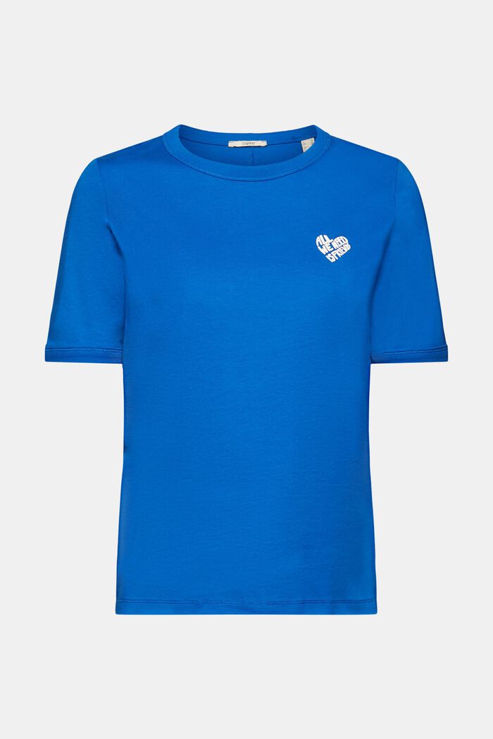 Bomulds-T-shirt med hjerteformet logo, BLUE, detail image number 7