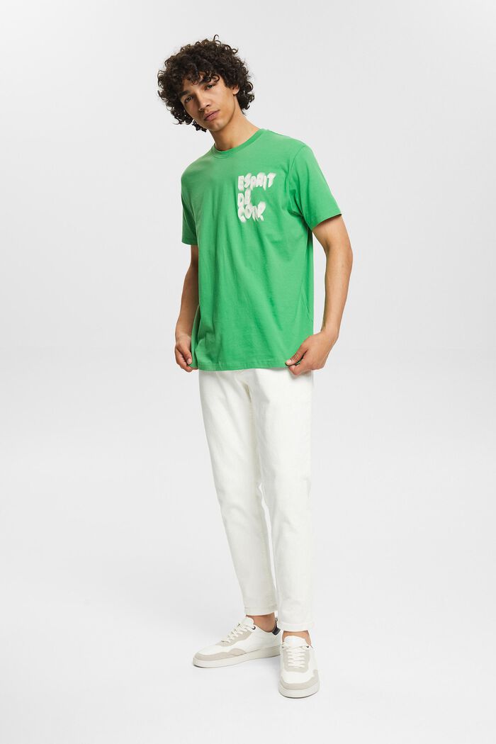 Jersey-T-shirt med print, GREEN, detail image number 1
