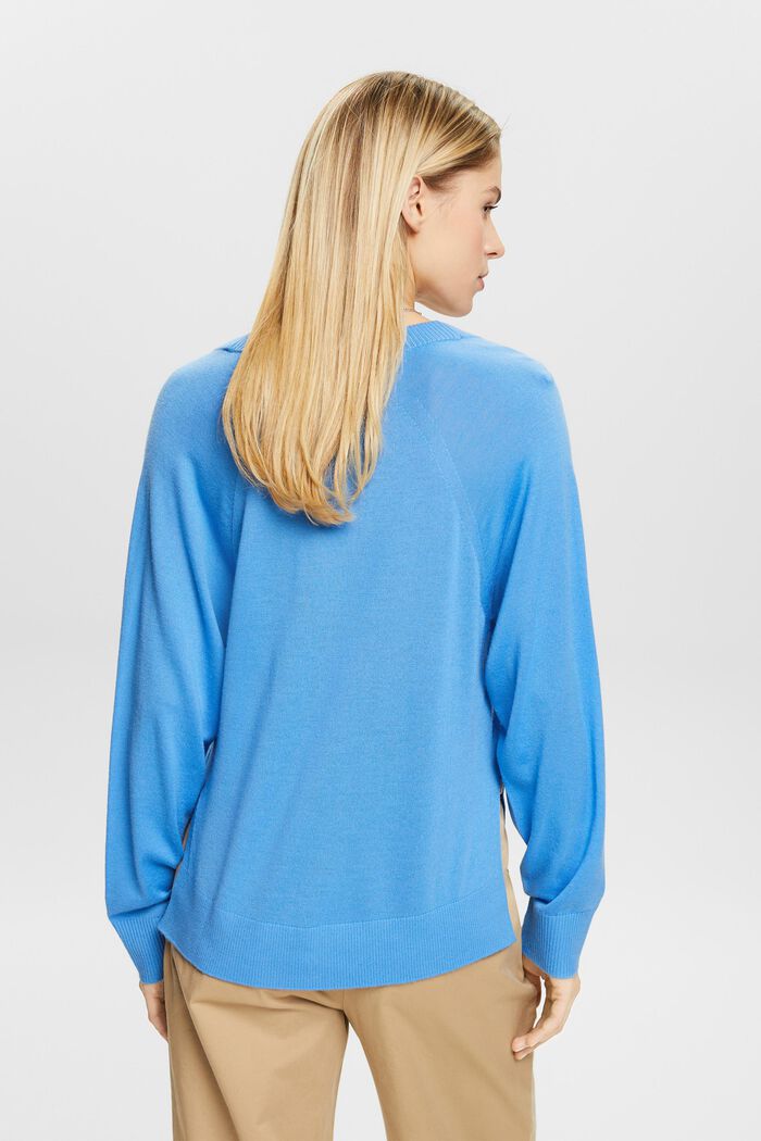 Sweater i kashmir med V-hals, BLUE, detail image number 2