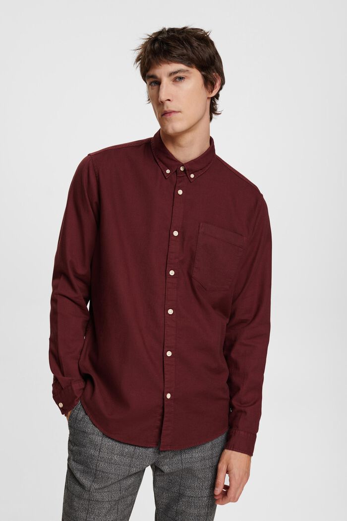 Button down-skjorte i bomuld, BORDEAUX RED, detail image number 0