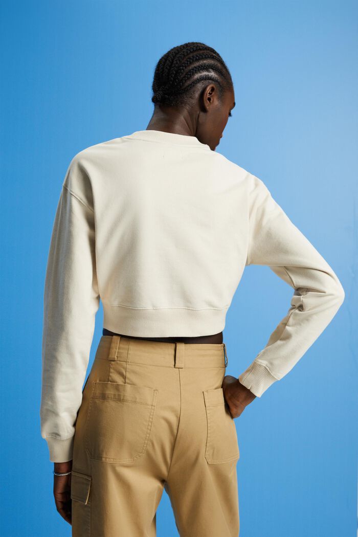 Cropped sweatshirt med knudedetalje, LIGHT TAUPE, detail image number 3
