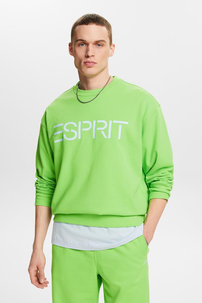 Sweatshirt med rund hals og logo, CITRUS GREEN, detail image number 0