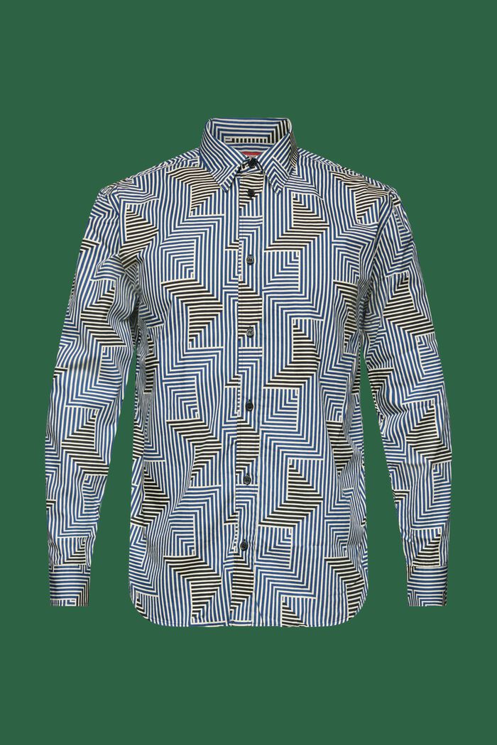 Regular fit-skjorte med geometrisk print, BRIGHT BLUE, detail image number 5