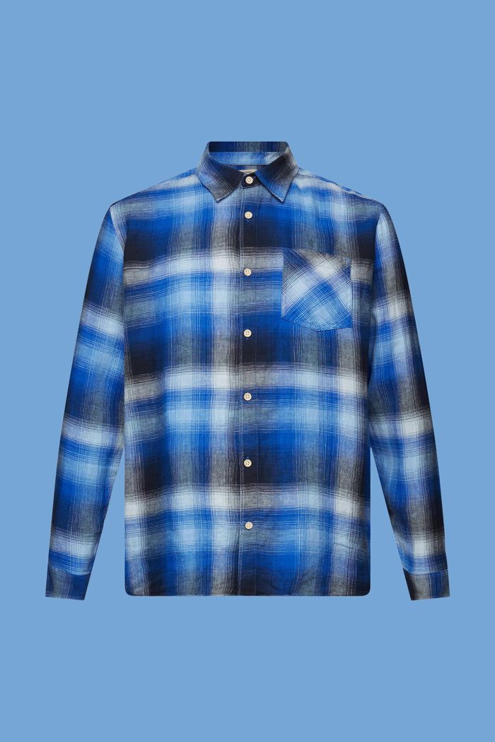 Skotskternet skjorte i bomulds- og hampmiks, BLUE, detail image number 6