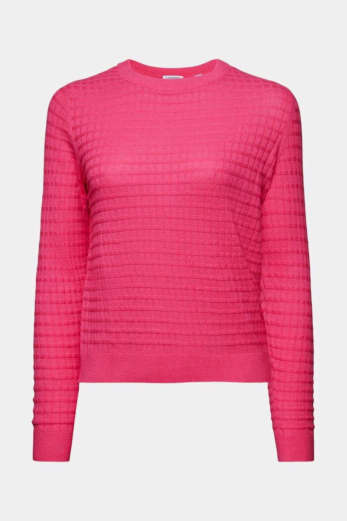 Sweater i strukturstrik, PINK FUCHSIA, detail image number 5