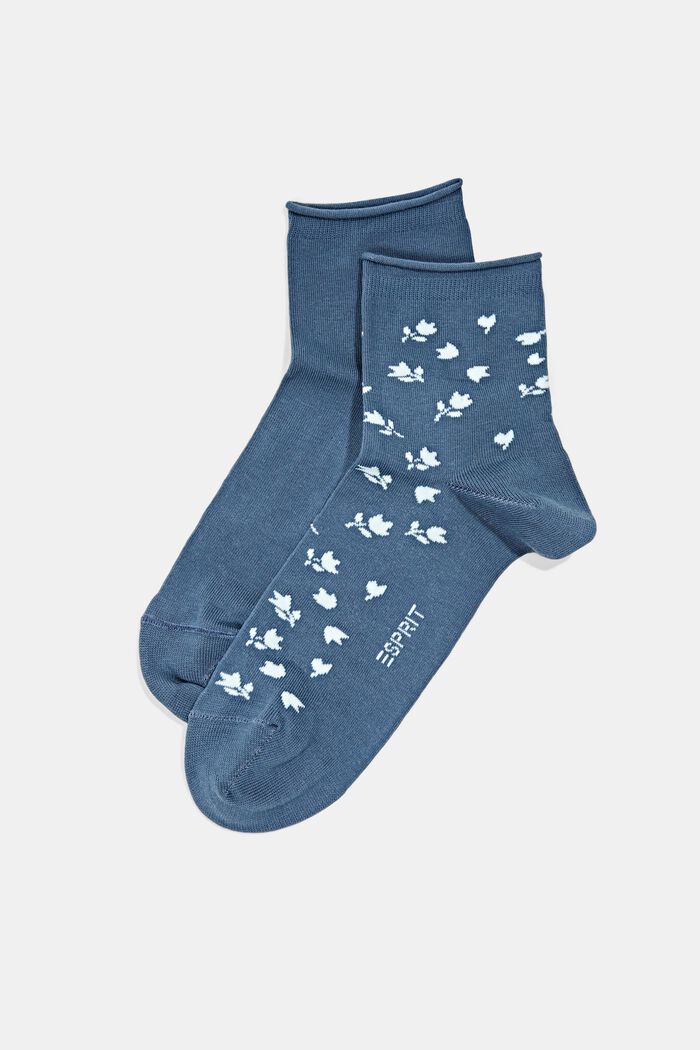 Pakke med 2 par korte sokker med blomstermønster, VENICE NIGHT, detail image number 0